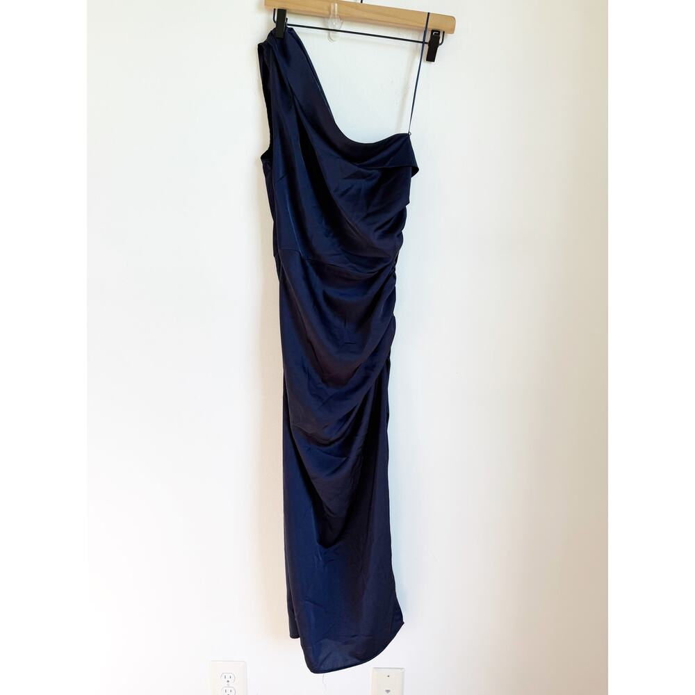 NWT Mango Asymmetrical pleated dress Night Navy Blue Size Small